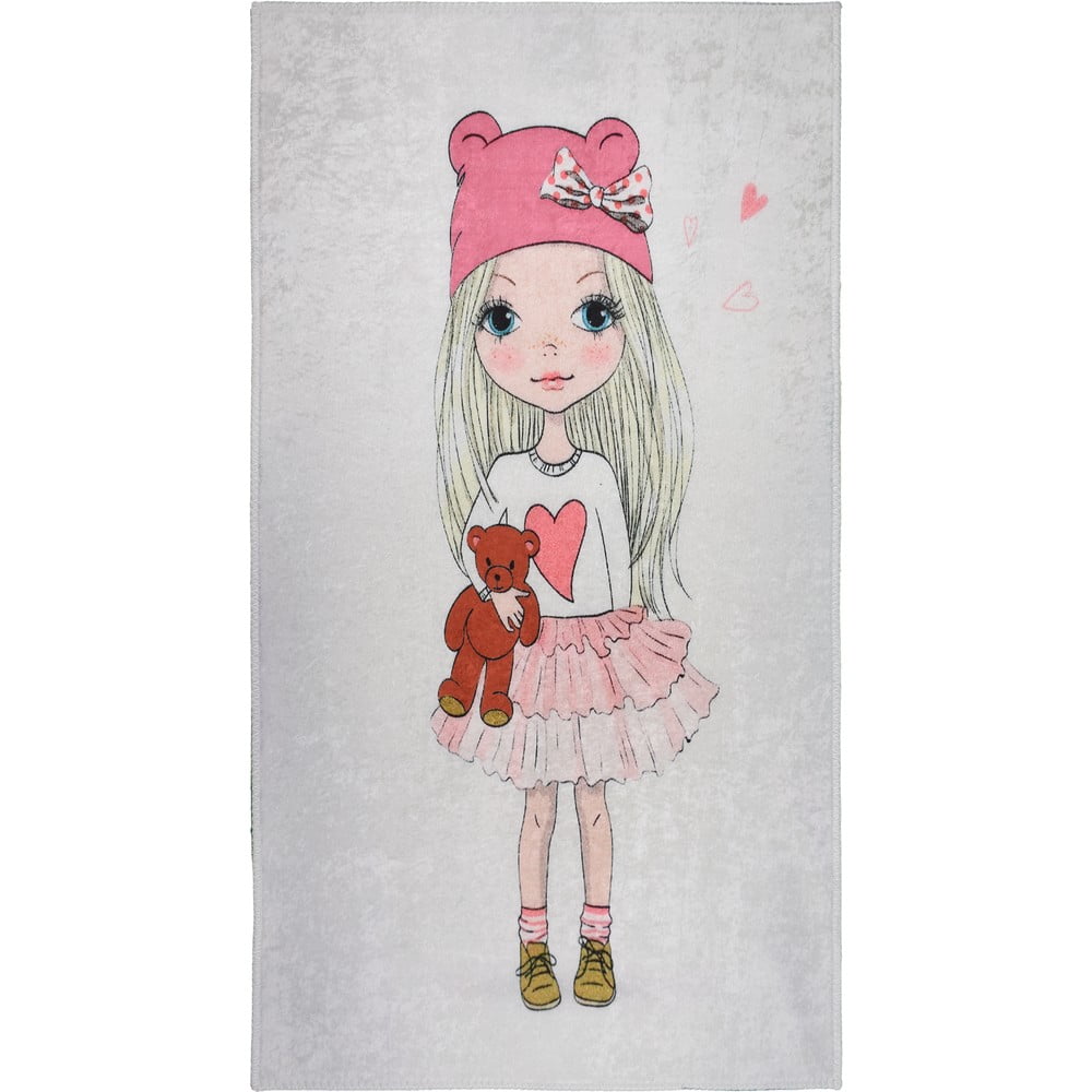 Mosható gyerek szőnyeg 80x120 cm Cute Girl and the Bear – Vitaus