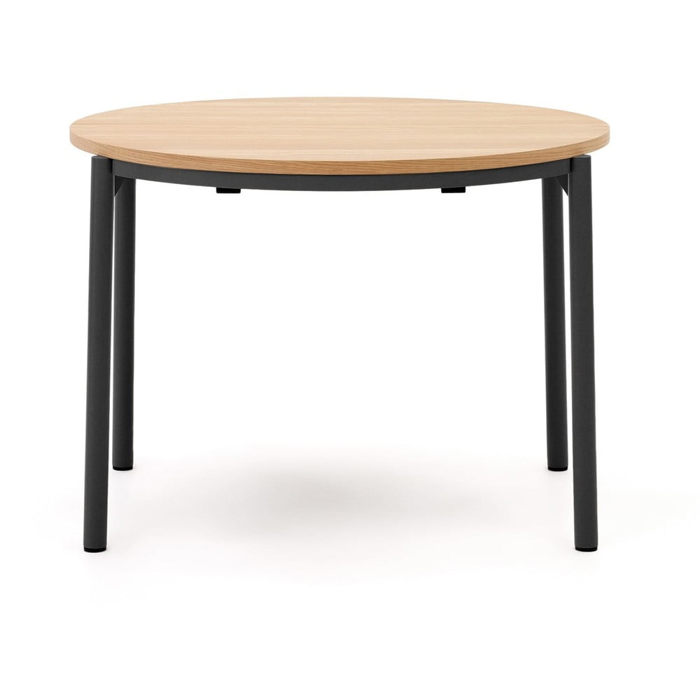 Natúr színű kerek bővíthető étkezőasztal tölgyfa dekoros asztallappal ø 90 cm Montuiri – Kave Home