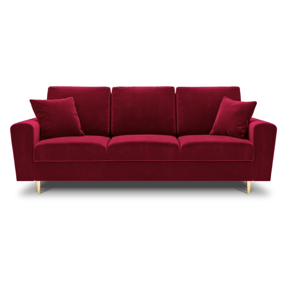 Piros bársony kinyitható tárolóhelyes kanapé 235 cm Kyoto – Cosmopolitan Design