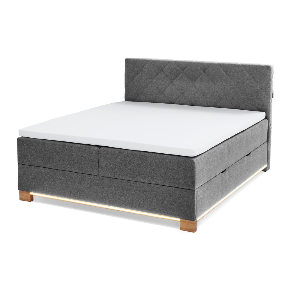 Szürke ágyneműtartós boxspring ágy 160x200 cm Messina – Meise Möbel