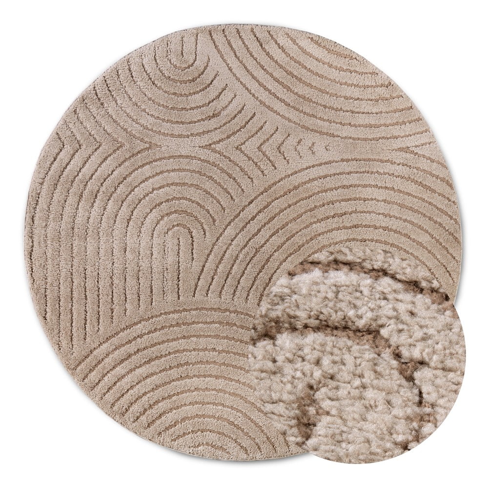 Szürkésbarna kerek szőnyeg ø 160 cm Panglao New York Taupe – Elle Decoration
