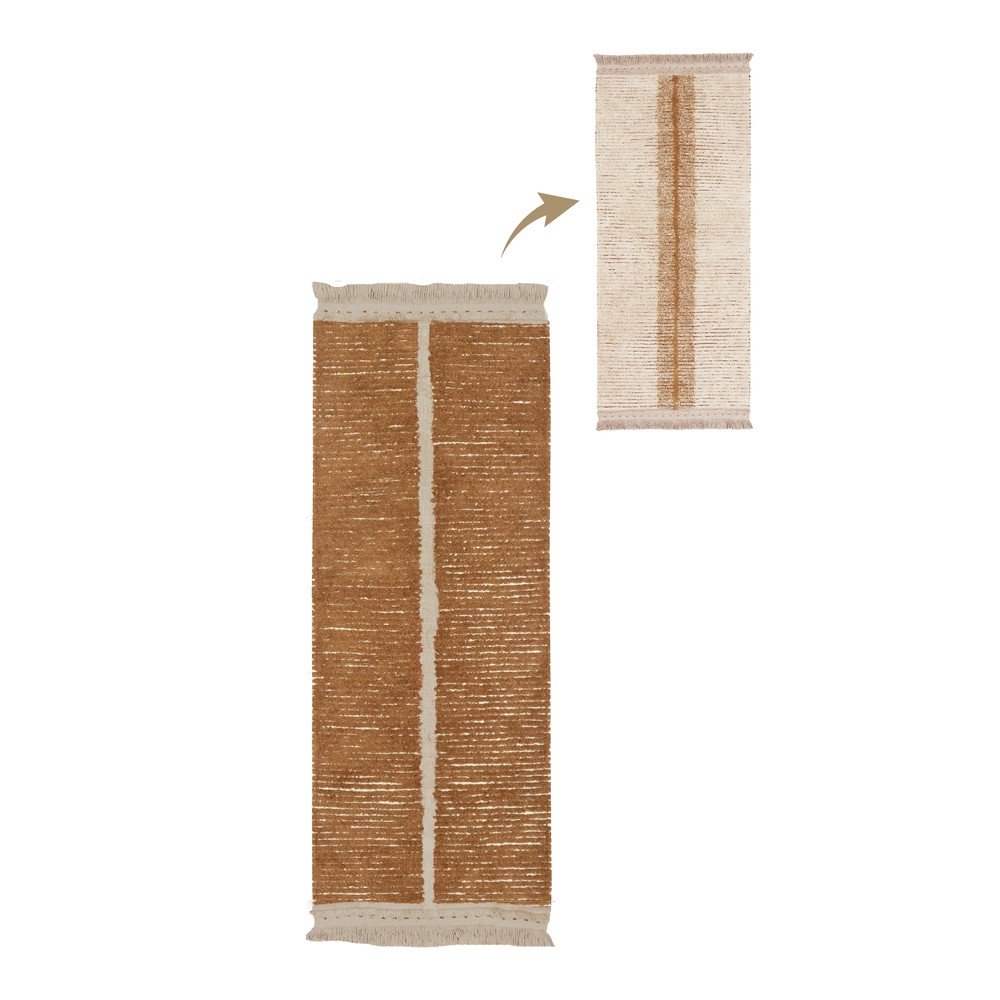 Téglavörös-bézs pamut futószőnyeg 80x230 cm Duetto Toffee – Lorena Canals