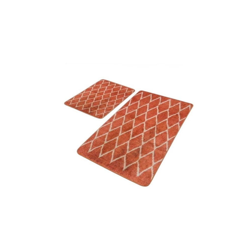 Terrakotta színű bársony fürdőszobai kilépő szett 2 db-os 60x100 cm – Mila Home