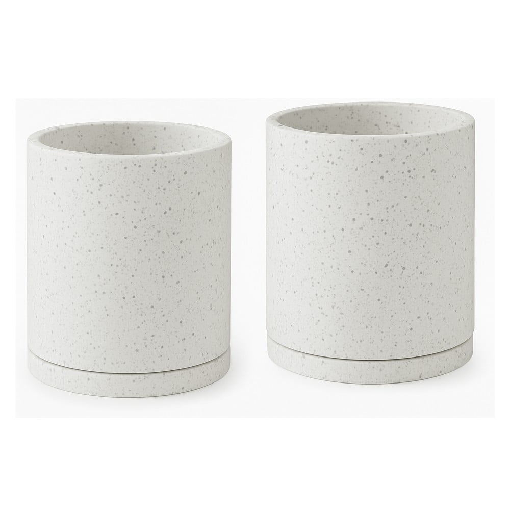 Terrazzo 2 db fehér virágcserép
