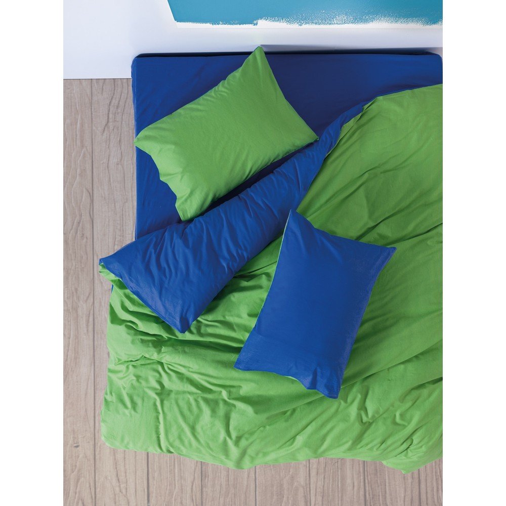 Zöld-kék négyrészes kétszemélyes hosszabbított renforcé pamut ágyneműhuzat lepedővel 200x220 cm Sage – Mijolnir