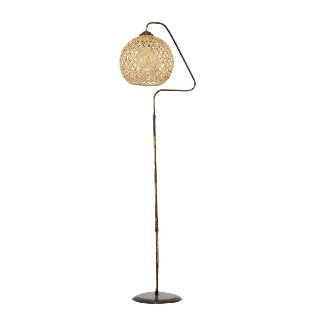 Aranyszínű állólámpa juta búrával (magasság 154 cm) – Opviq lights