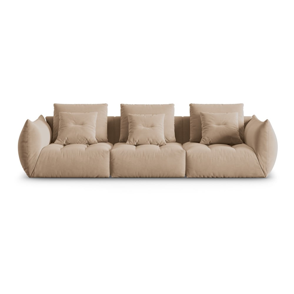 Bézs bársony kanapé 332 cm Bloom – Micadoni
