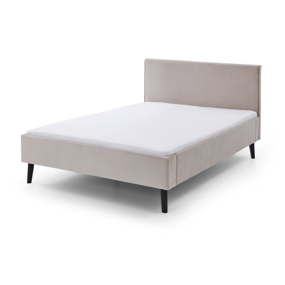 Bézs kárpitozott franciaágy 140x200 cm Leira – Meise Möbel