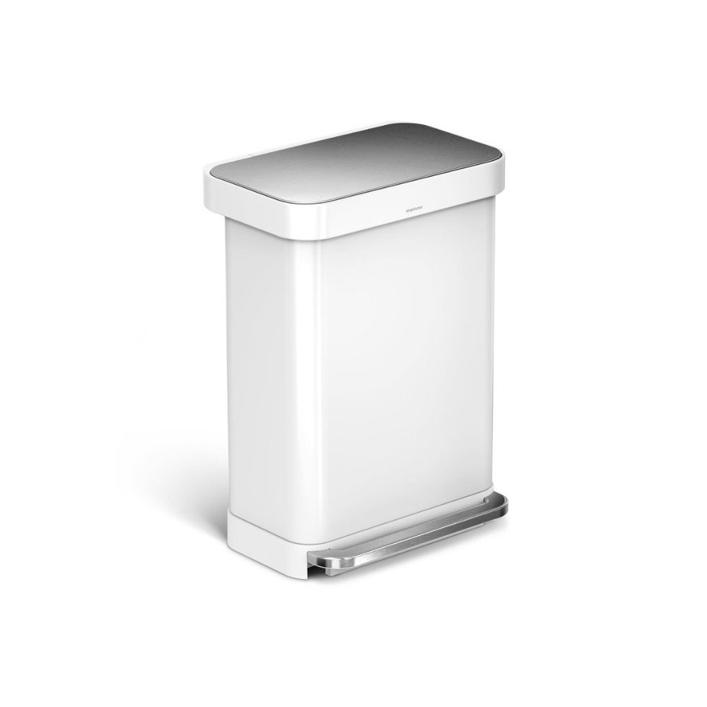 Fehér acél pedálos szemetes 55 l – simplehuman