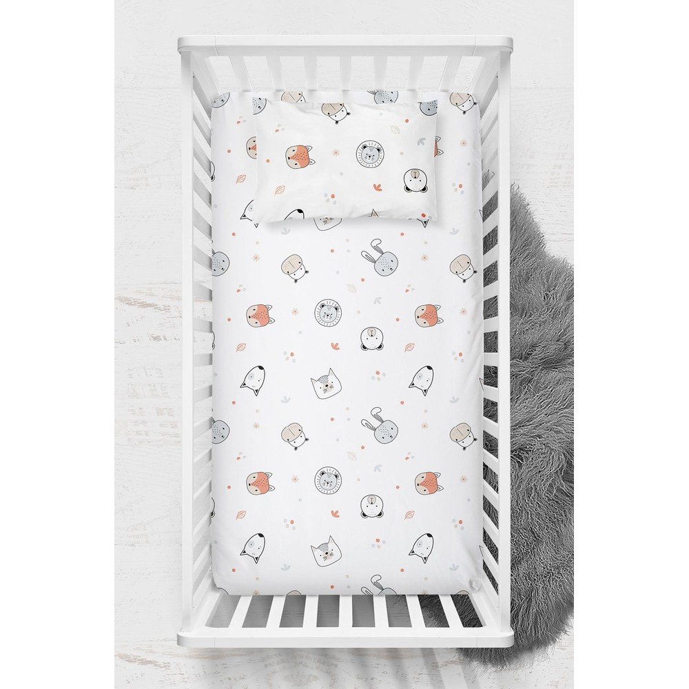 Fehér gumis renforcé pamut gyerek lepedő babaágyhoz 70x120 cm Safari – Mijolnir