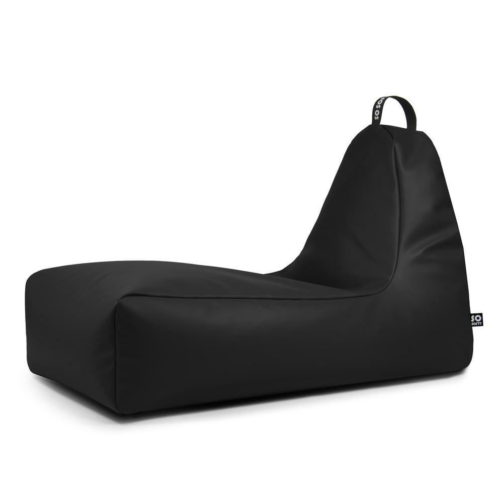 Fekete bőrutánzat babzsákfotel Chill XXL – So Soft?