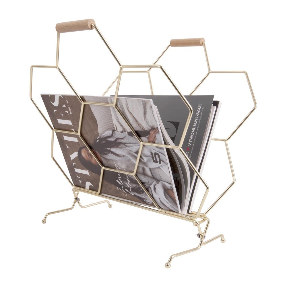 HoneyComb aranyszínű fém újságtartó - PT LIVING