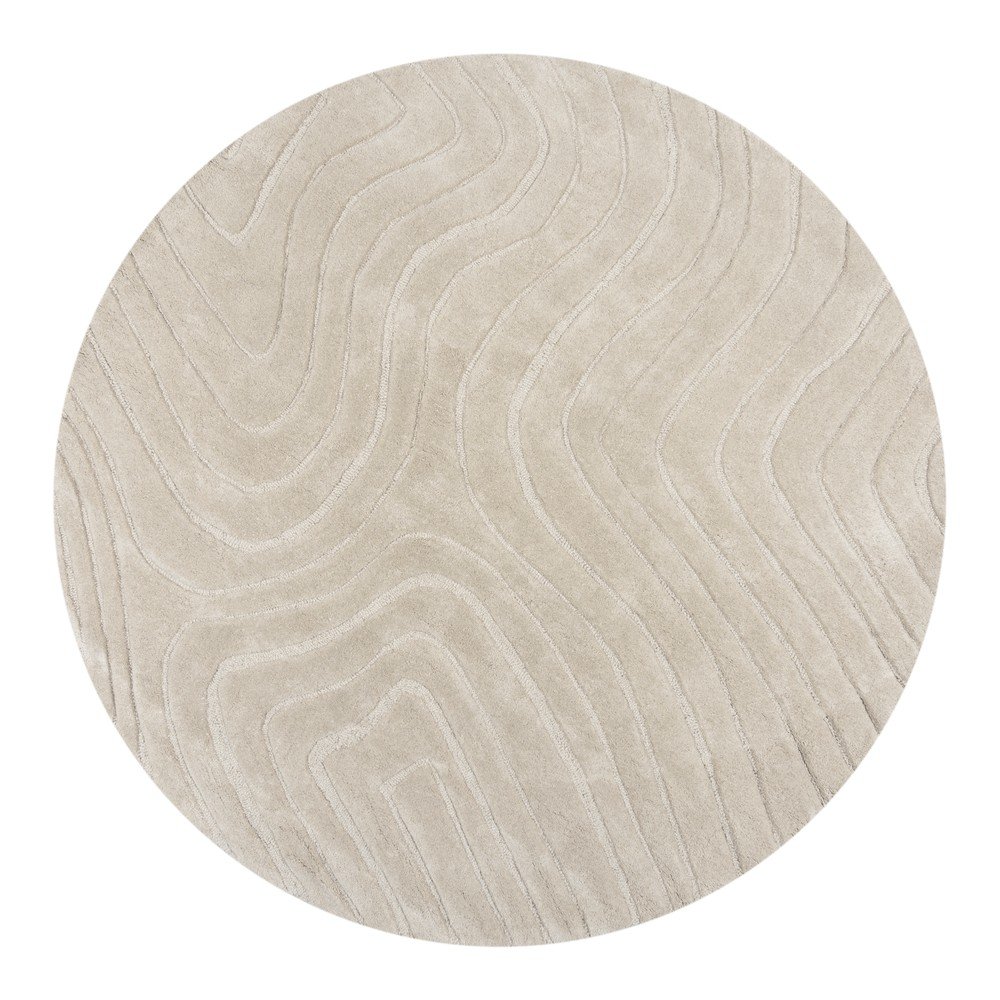 Krémszínű kézi szövésű gyapjú kerek szőnyeg ø 160 cm Mesmerise Natural – Flair Rugs