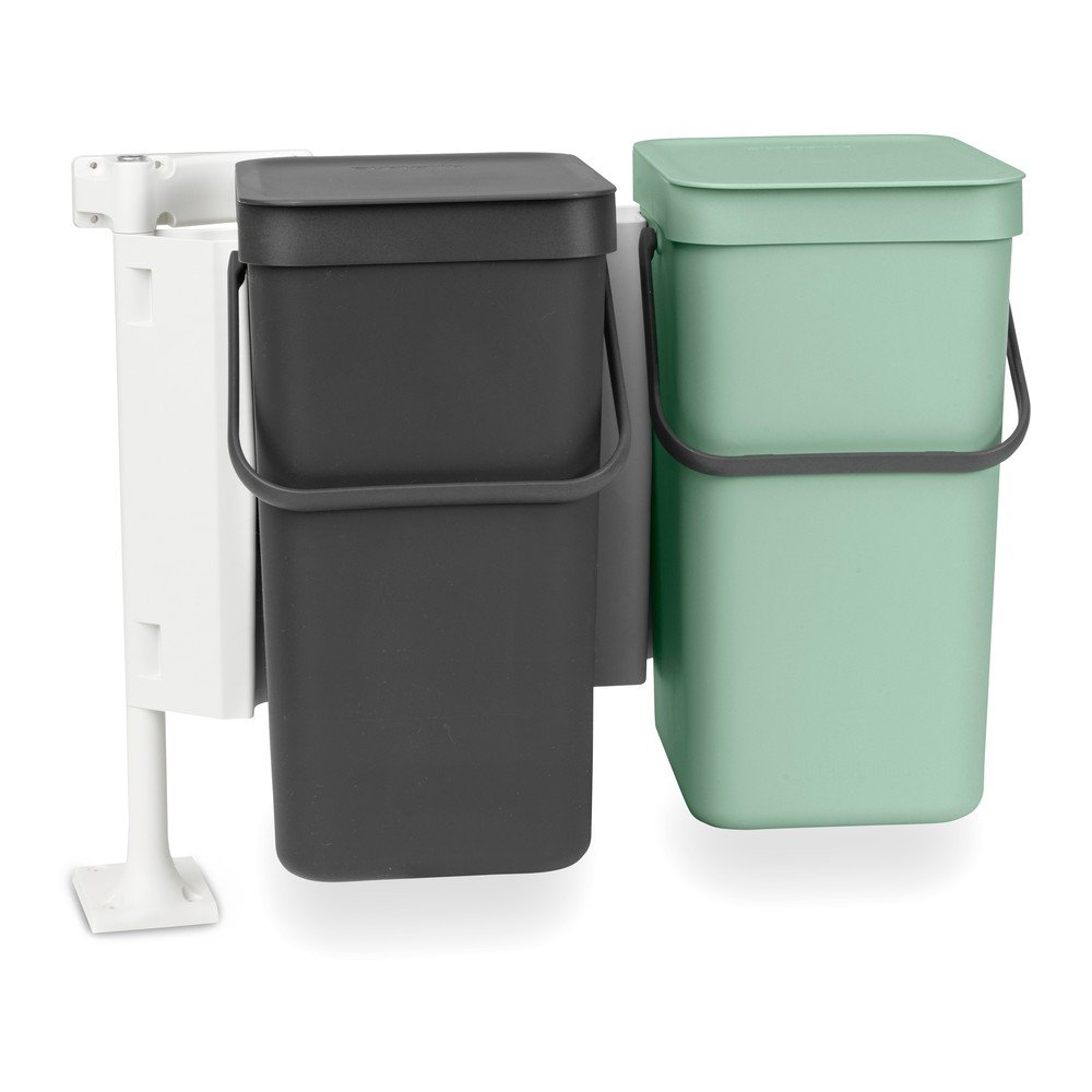 Mentazöld-sötétszürke műanyag szelektív beépíthető szemetes 24 l Sort & Go – Brabantia