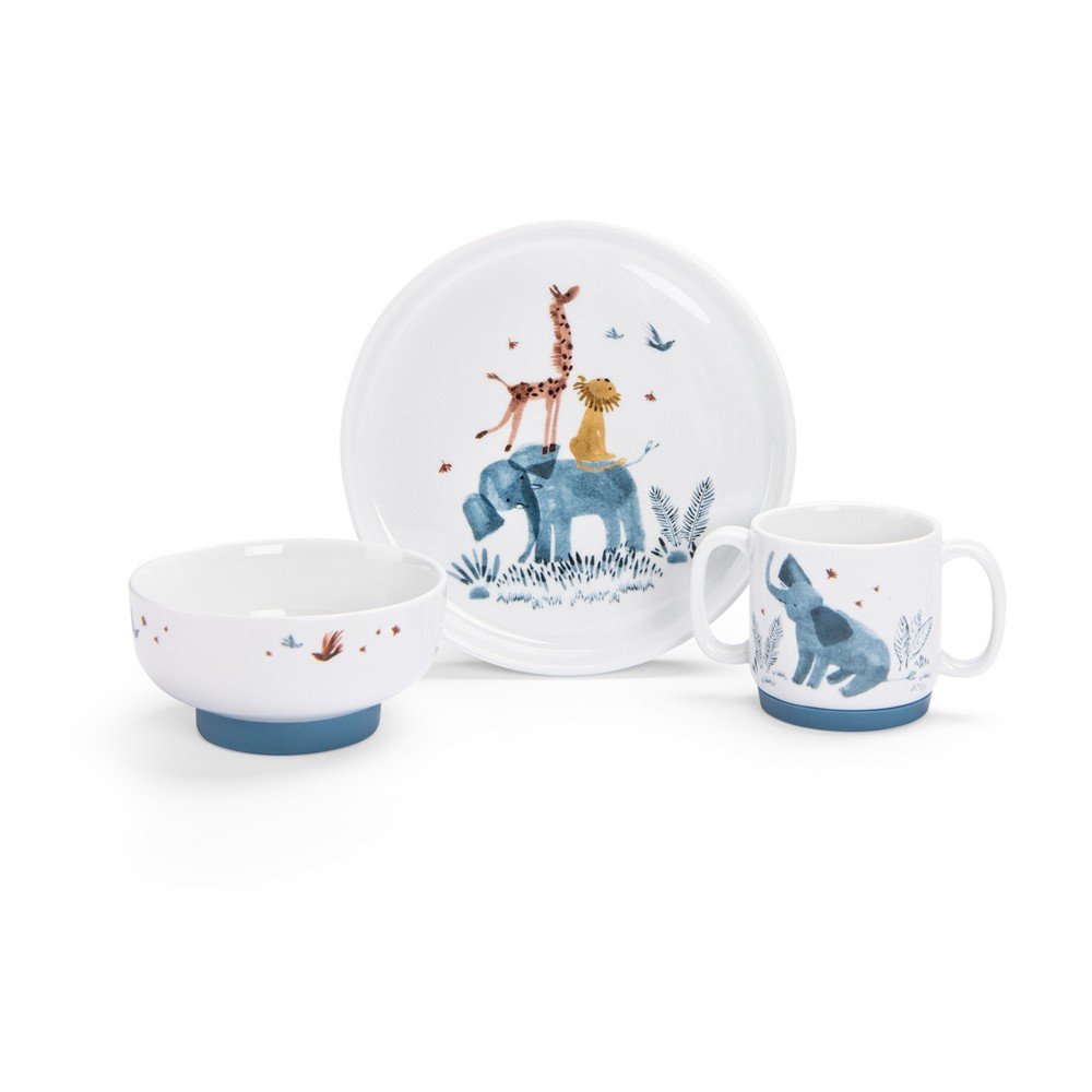 Porcelán gyerek étkészlet 3 db-os Sous mon Baobab – Moulin Roty