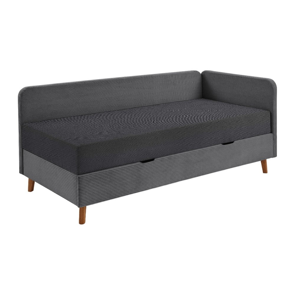 Sötétszürke kárpitozott egyszemélyes ágy tárolóhellyel 90x200 cm Cabana – Meise Möbel
