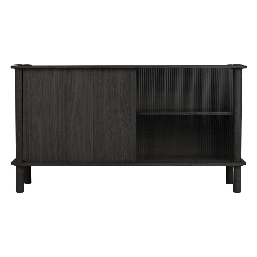 Fekete tölgyfa tálalószekrény tolóajtóval 135x73