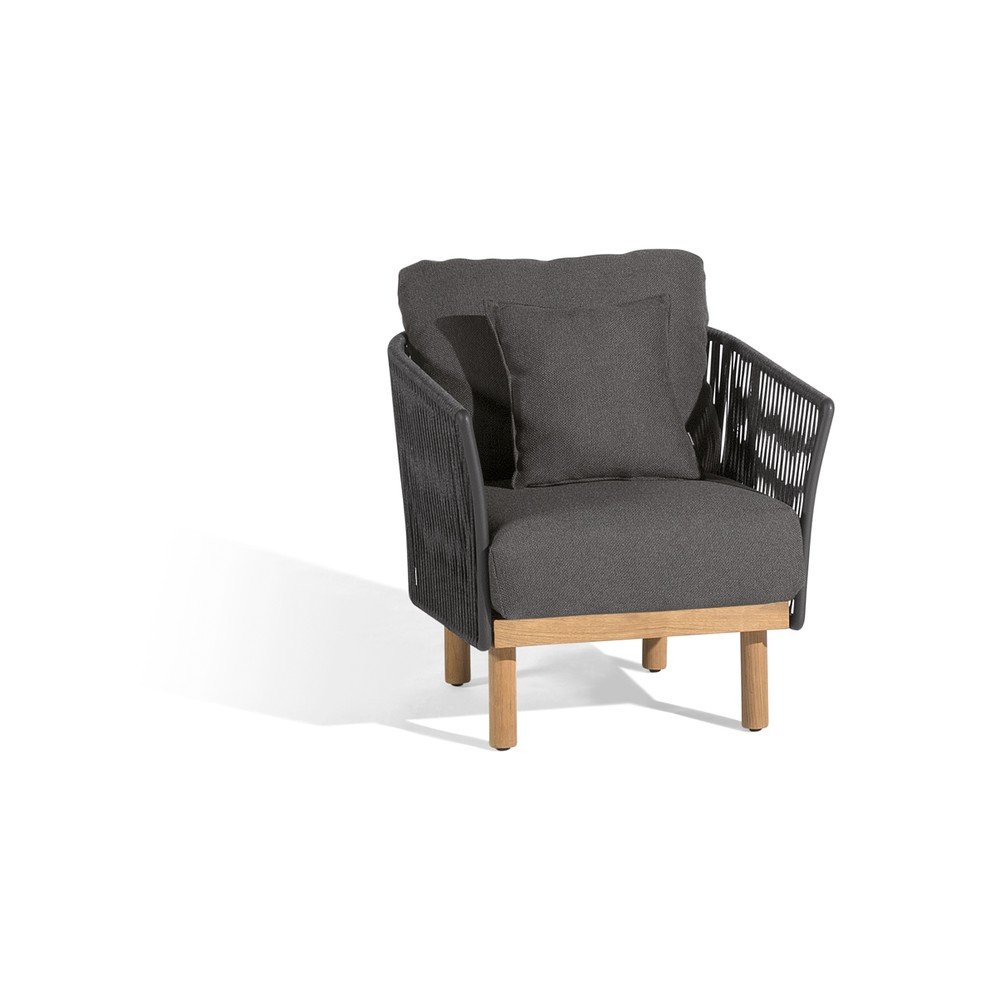 Sötétszürke tömörfa-fém kerti fotel Newport – Diphano