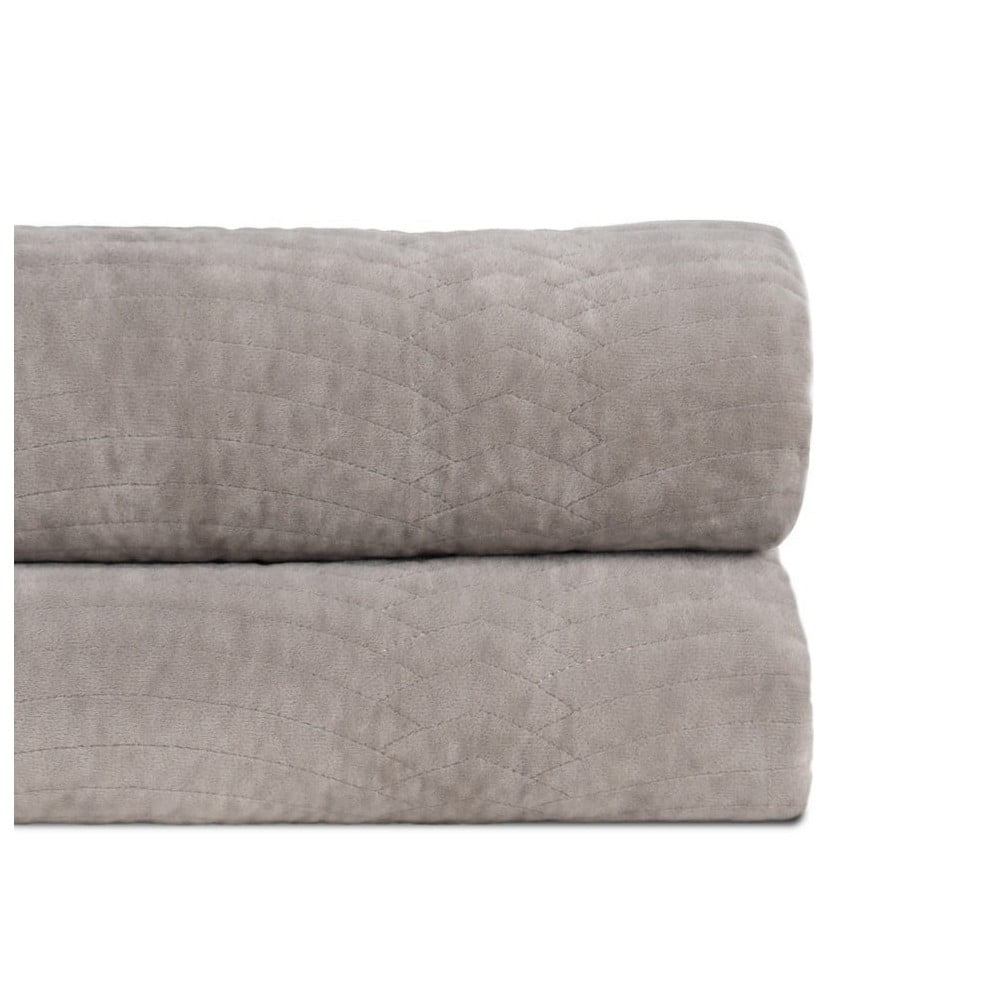 Szürke bársony steppelt ágytakaró 230x260 cm – Ixia