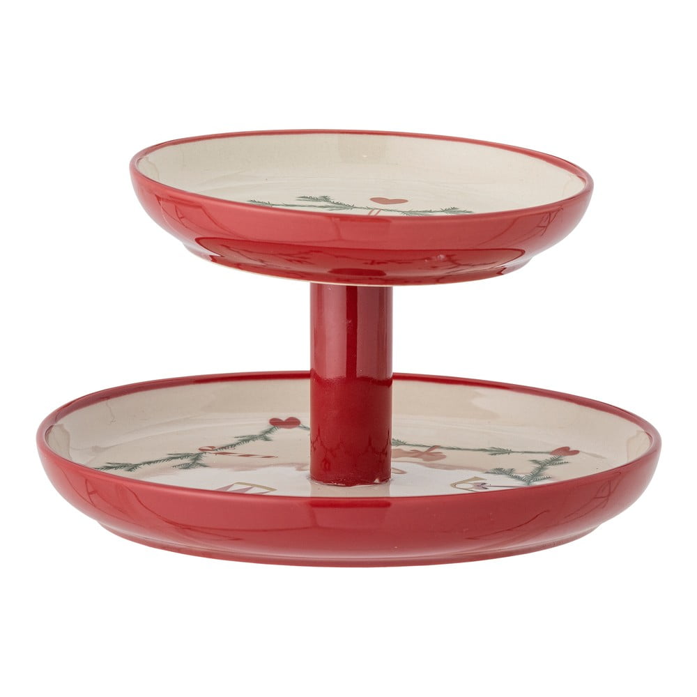 Agyagkerámia emeletes kínálótálca karácsonyi mintával Yule – Bloomingville