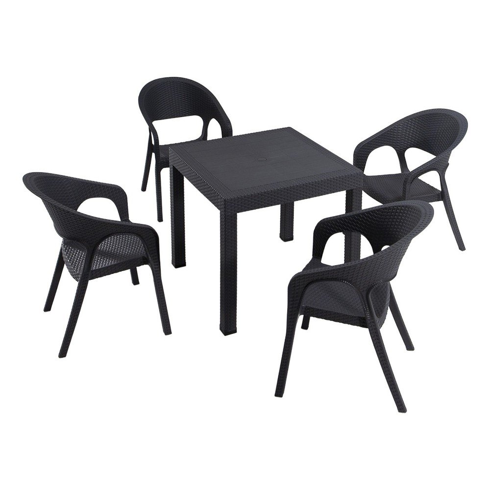 Antracitszürke négyszemélyes kerti étkezőgarnitúra Garden – Floriane Garden