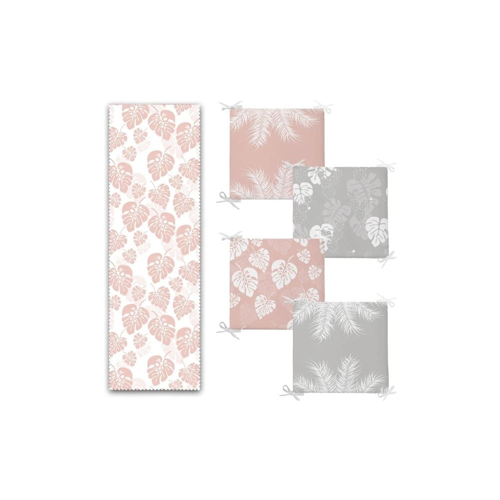 Asztali futó és székpárna szett 5 db-os Tropical Leaves – Mila Home