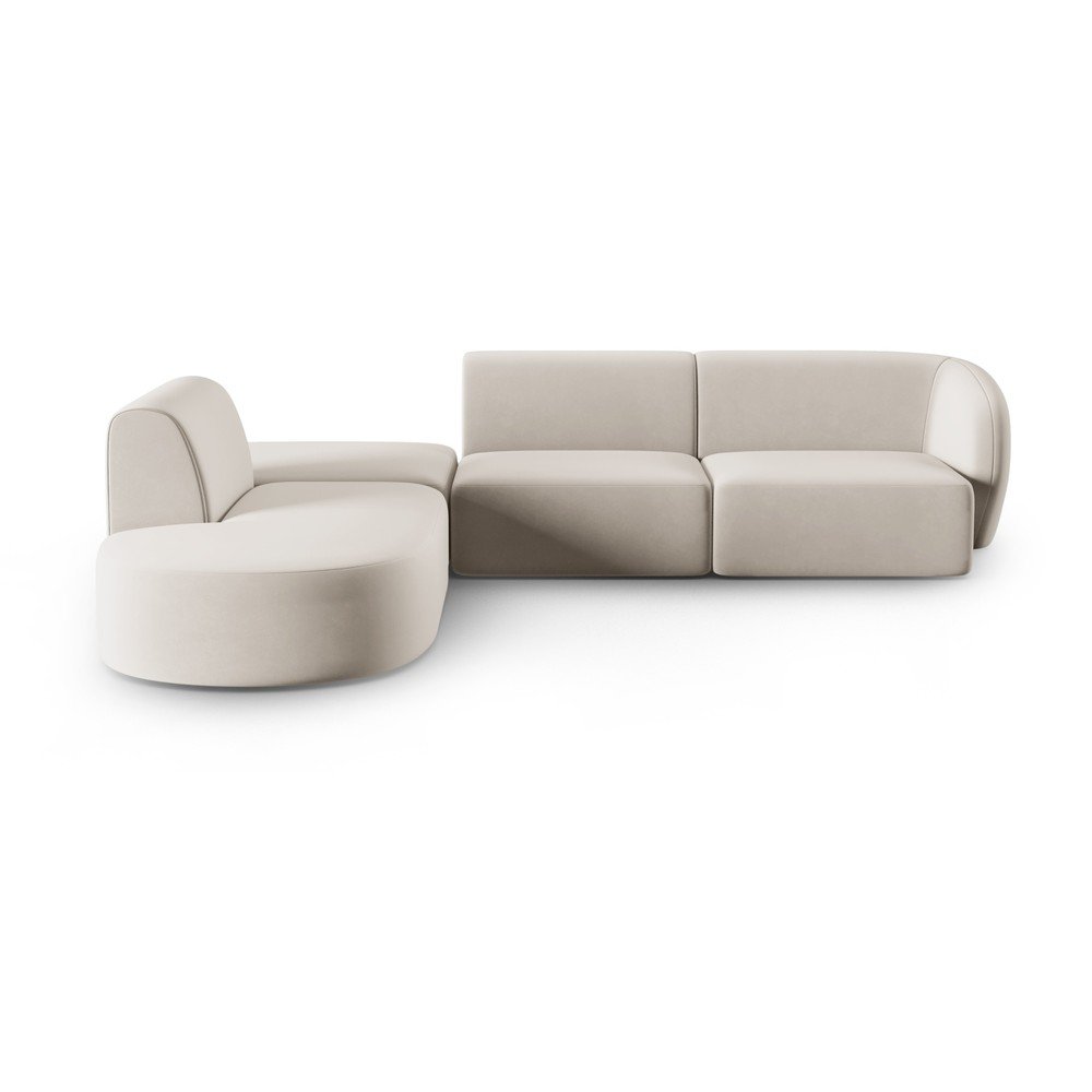 Bézs bársony sarokkanapé (bal oldali-L alakú) Paolo – Milo Casa