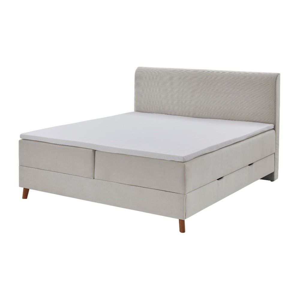 Bézs boxspring ágy tárolóhellyel 160x200 cm Memphis - Meise Möbel