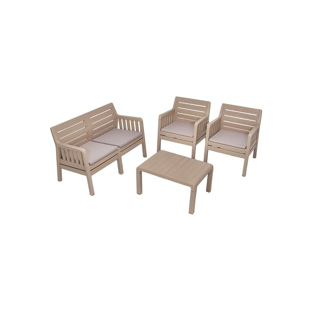 Bézs négyszemélyes kerti lounge szett Lara – Floriane Garden