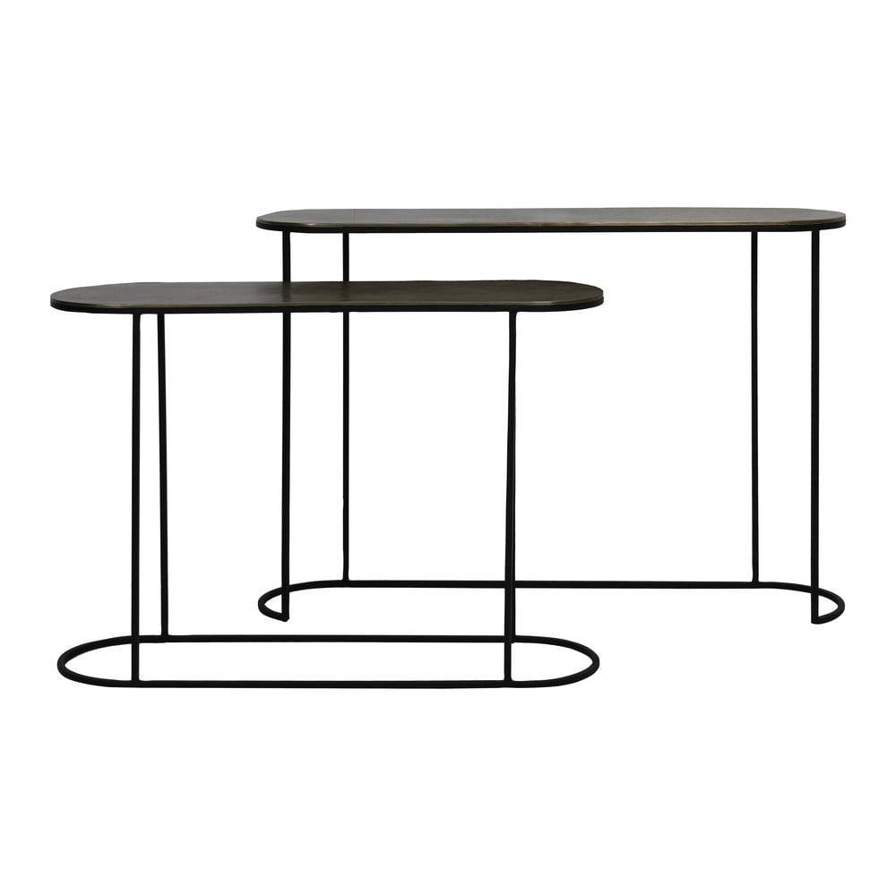 Bronzszínű fém konzolasztal szett 2 db-os 28x118 cm Bocov – Light & Living