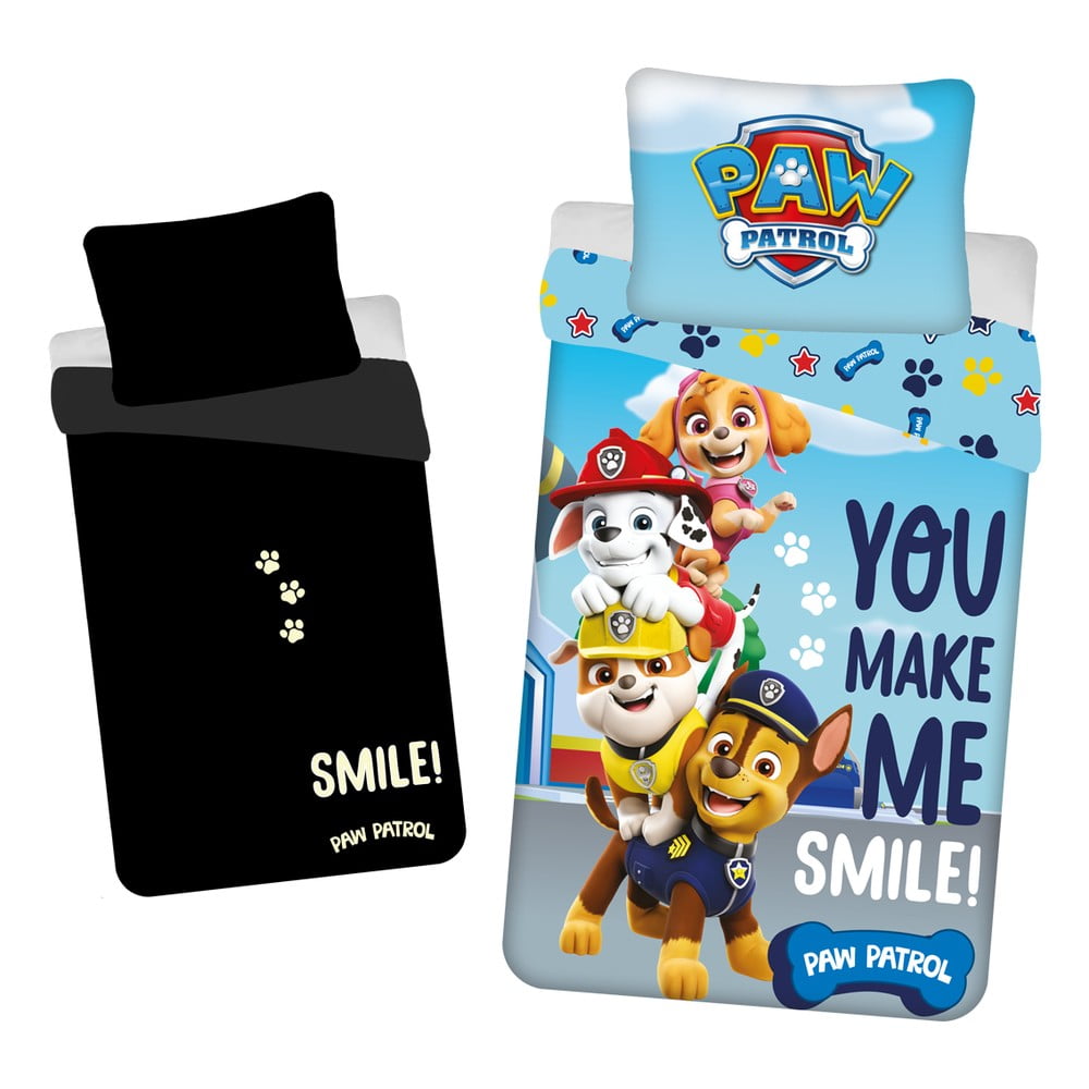 Egyszemélyes pamut gyerek ágyneműhuzat világító hatással 140x200 cm Paw Patrol – Jerry Fabrics