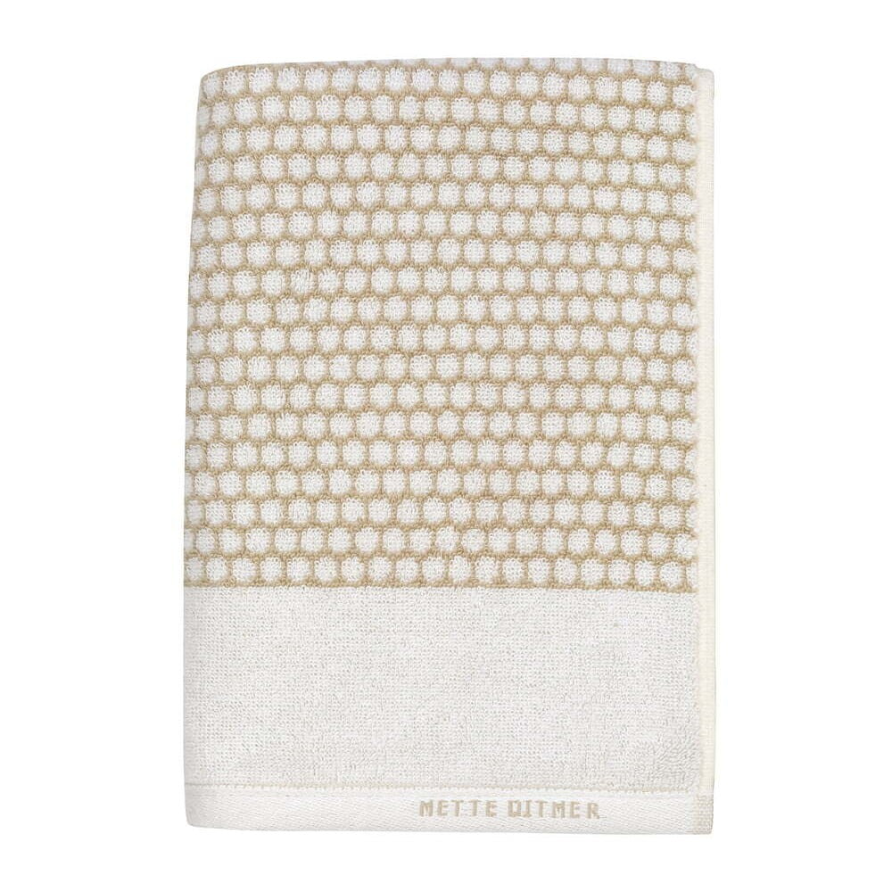 Fehér-bézs pamut fürdőlepedő 70x140 cm Grid – Mette Ditmer Denmark