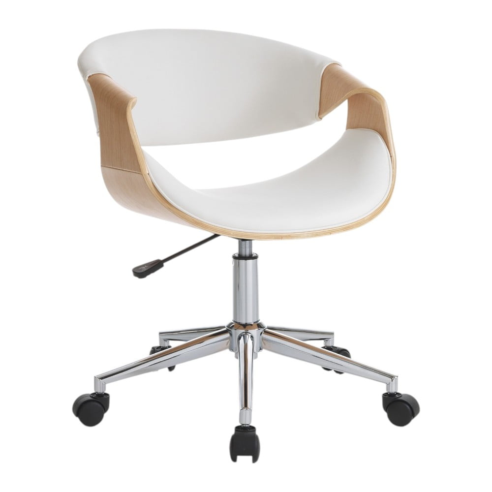 Fehér-natúr színű bőrutánzat irodai szék Visby – Tomasucci