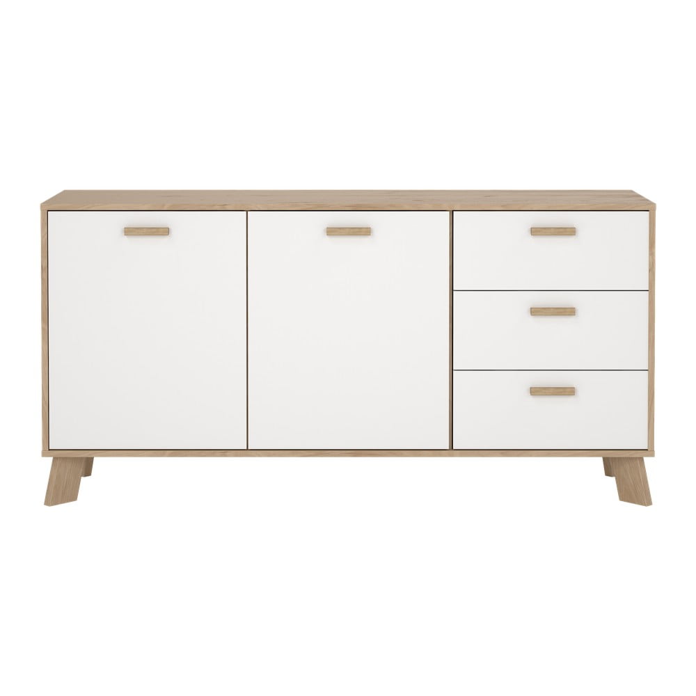 Fehér-natúr színű komód tölgyfa dekorral 147x73x39 cm Ikast – Tvilum