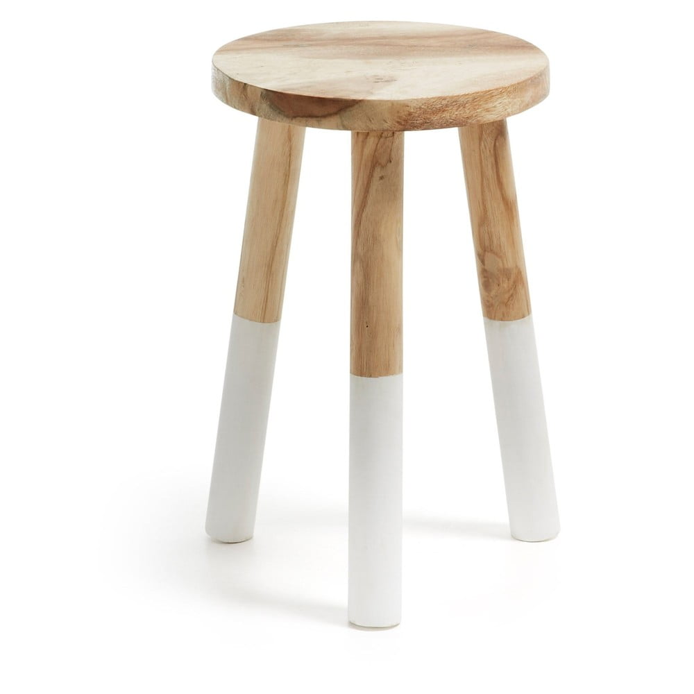 Fehér-natúr színű munggur fa ülőke Brocsy – Kave Home