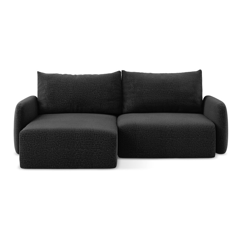 Fekete kinyitható-tárolóhelyes sarokkanapé (bal oldali) Kalena – Makamii