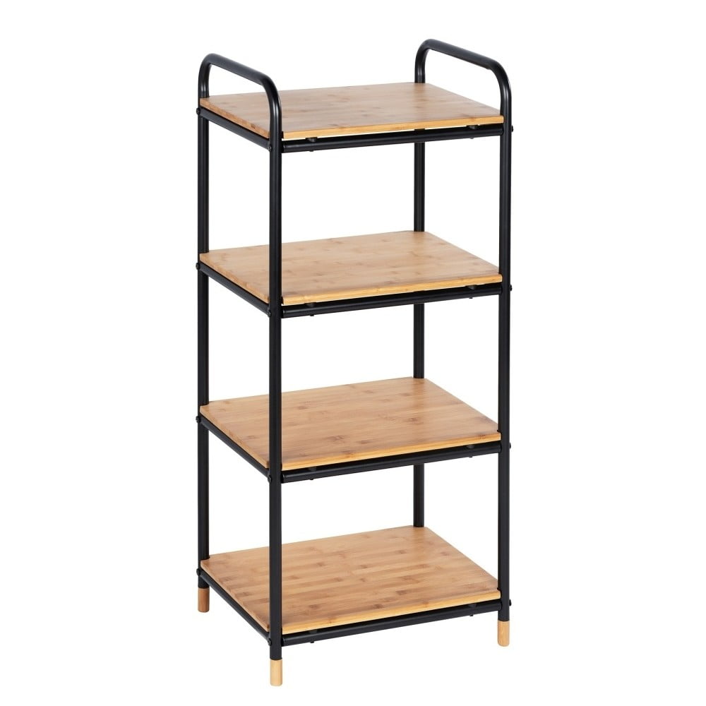 Fekete-natúr színű fém fürdőszobai polcos állvány 42x94