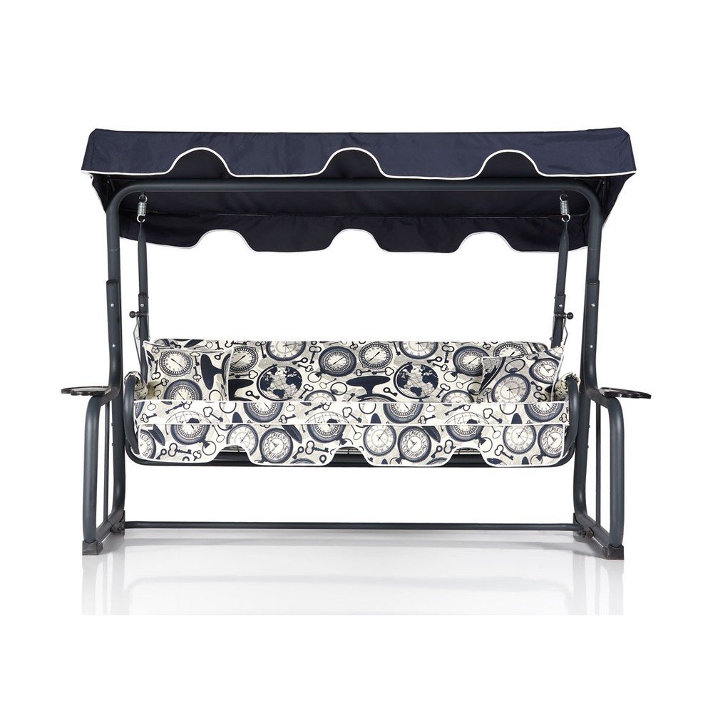 Fekete-sötétkék fém kerti hintaágy Rubus – Floriane Garden