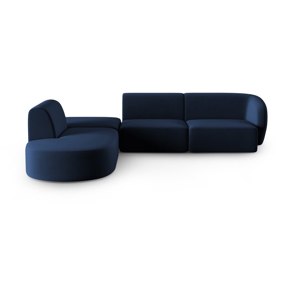 Kék bársony sarokkanapé (bal oldali-L alakú) Paolo – Milo Casa
