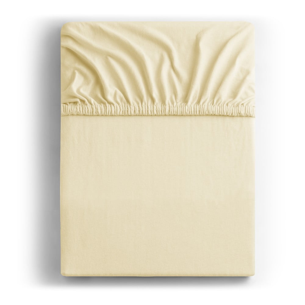 Krémszínű gumis jersey lepedő 120x200 cm Amber – Restilo