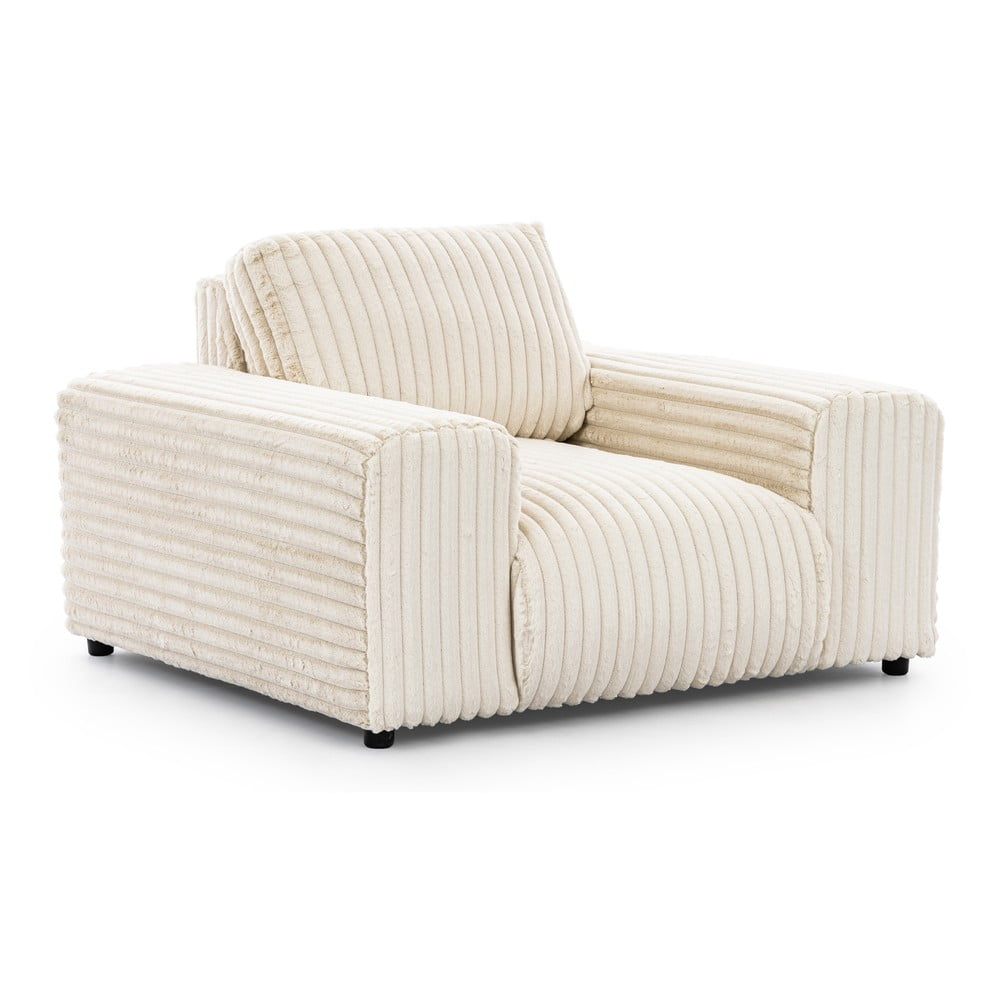 Krémszínű kordbársony fotel Justin – Ropez