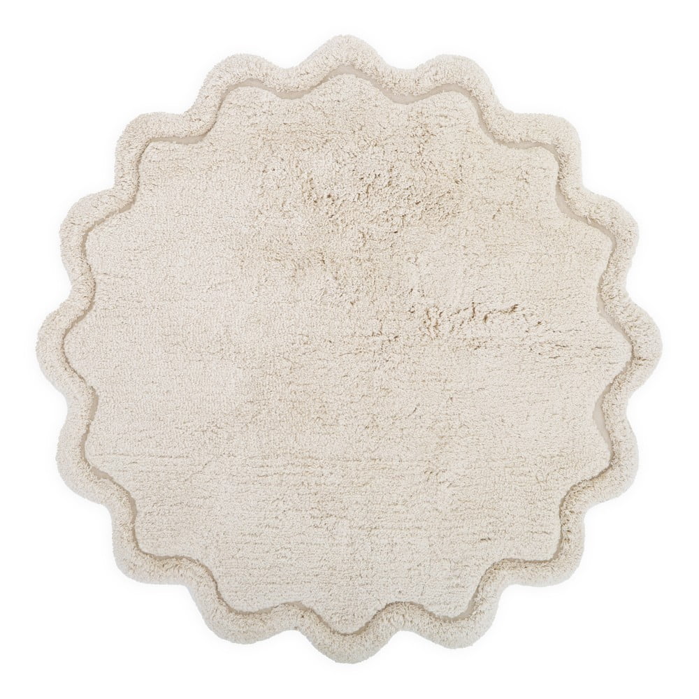 Krémszínű mosható kézi szövésű pamut kerek szőnyeg ø 110 cm Sweet April Ecru – Nattiot