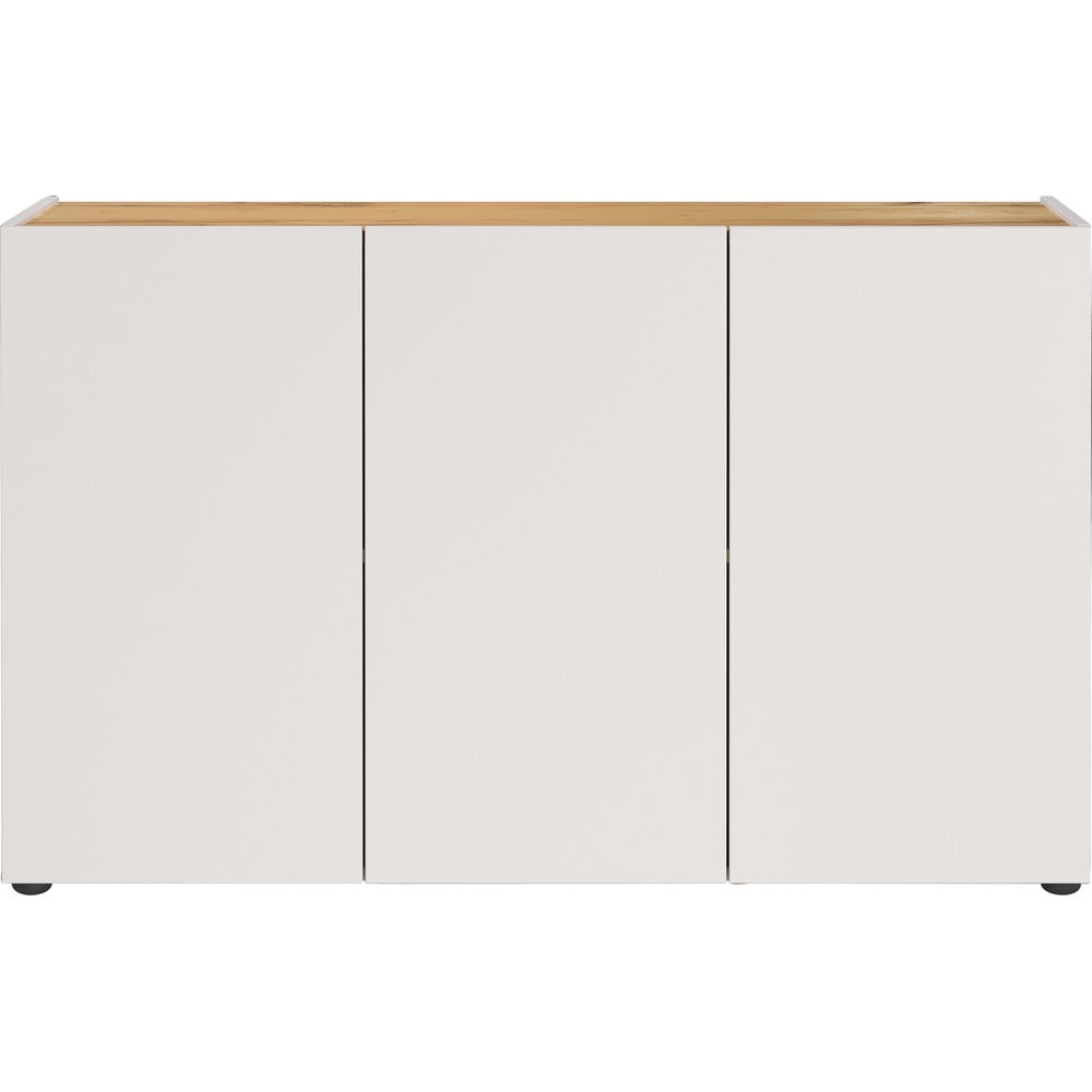 Krémszínű szekrény tölgyfa dekorral 120x76x34 cm Adrano – Germania