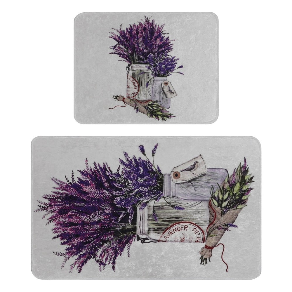 Lila-világosszürke fürdőszobai kilépő szett 2 db-os 60x100 cm Purpura – Foutastic