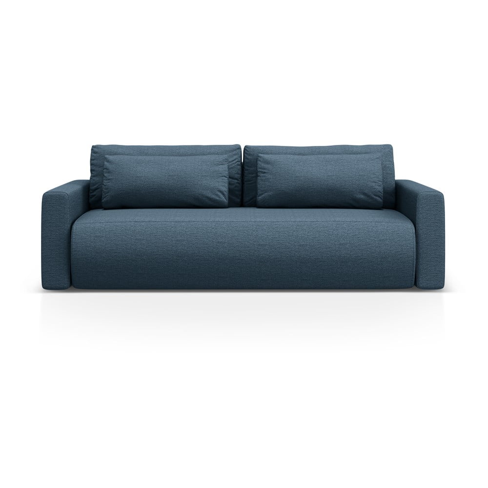 Sötétkék kinyitható tárolóhelyes kanapé 238 cm Belfast – Cosmopolitan Design
