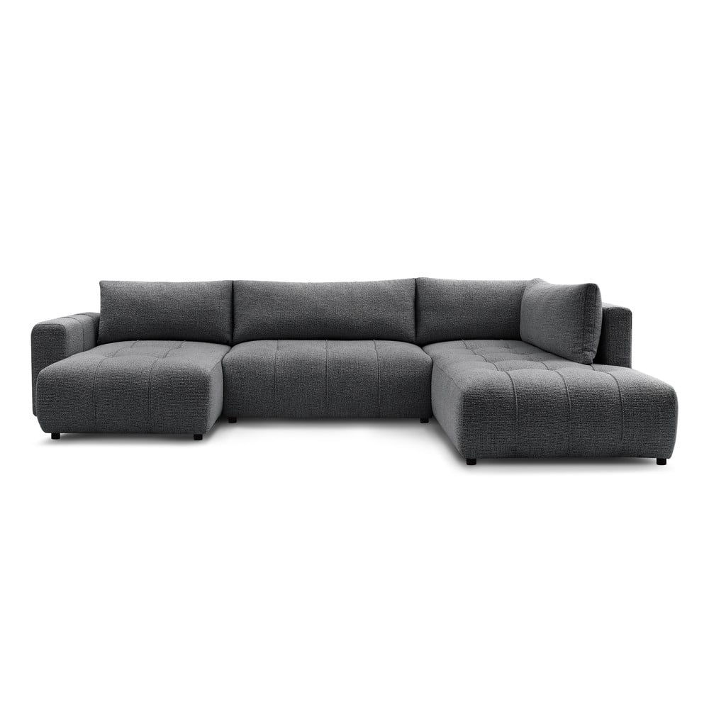 Sötétszürke kinyitható-tárolóhelyes sarokkanapé (jobb oldali-U alakú) Arsene – Bobochic Paris