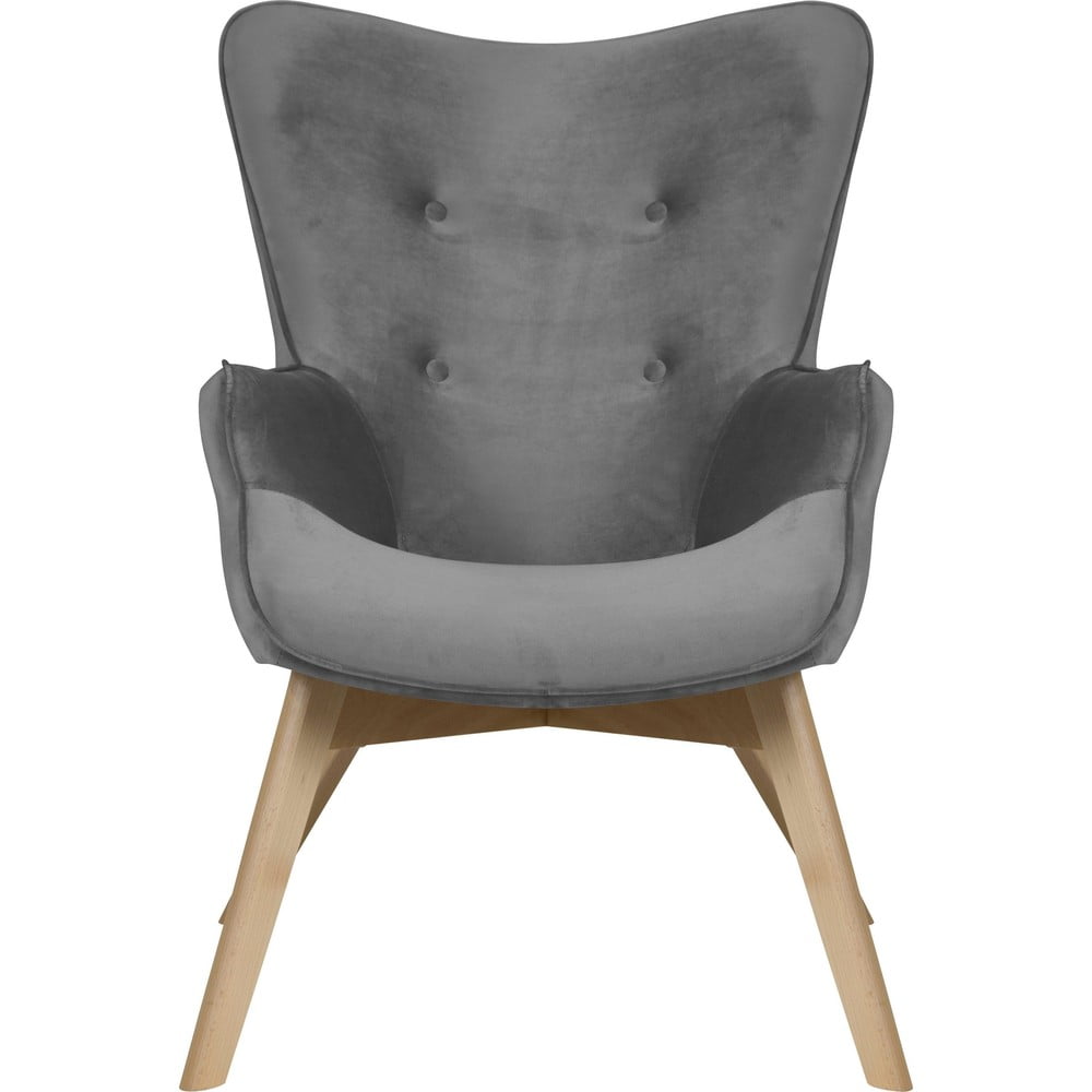 Szürke bársony fotel Niko – Ropez