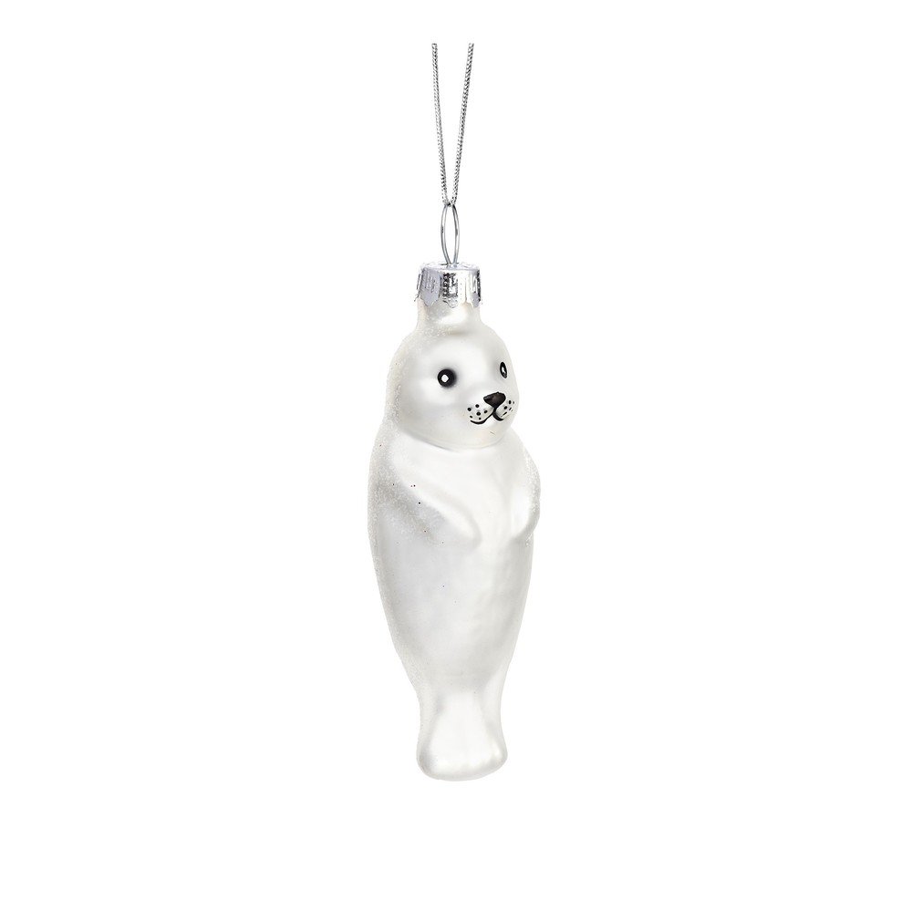 Üveg kézzel készített karácsonyfadísz 9 cm Baby Seal – Sass & Belle