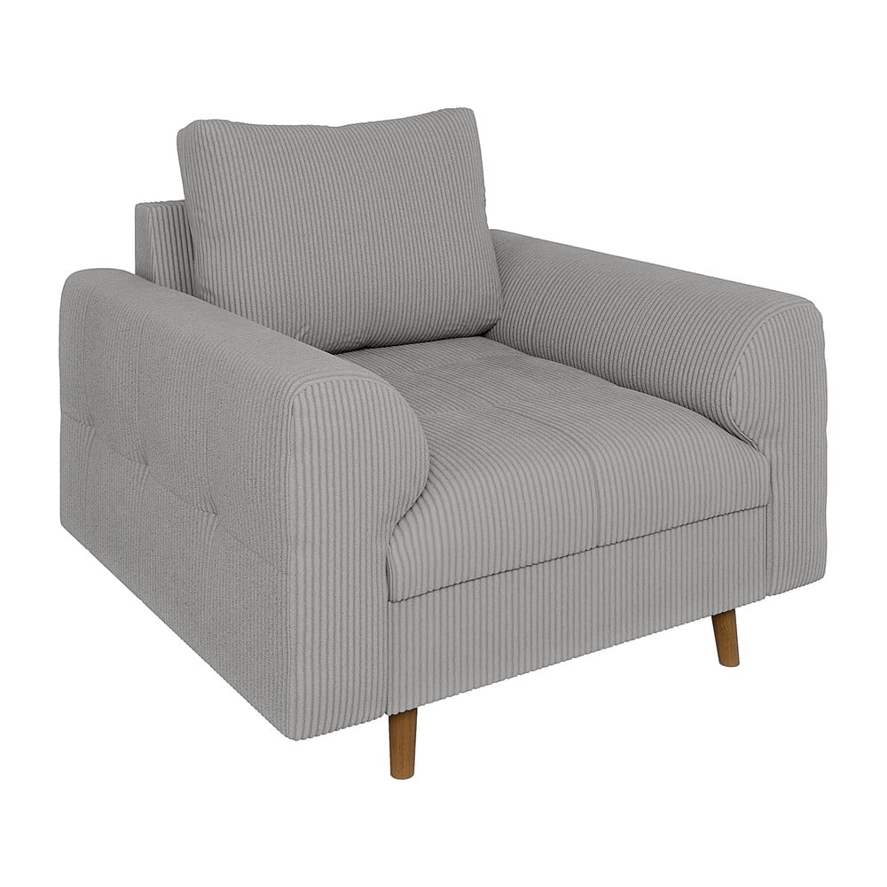 Világosszürke kordbársony fotel Ariella – Ropez