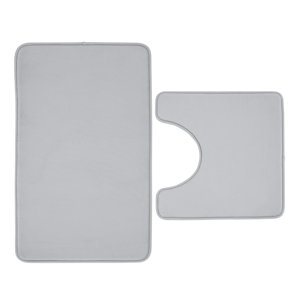 Világosszürke memóriahab fürdőszobai kilépő szett WC-hez